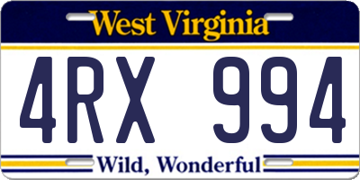 WV license plate 4RX994
