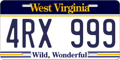 WV license plate 4RX999