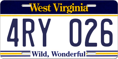 WV license plate 4RY026