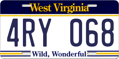 WV license plate 4RY068