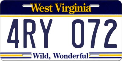WV license plate 4RY072