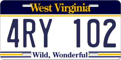 WV license plate 4RY102