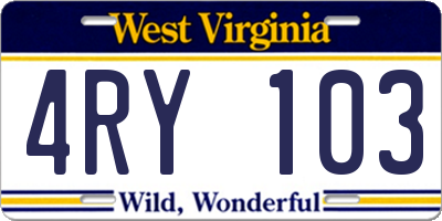 WV license plate 4RY103