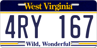WV license plate 4RY167