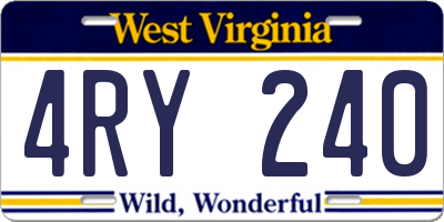 WV license plate 4RY240