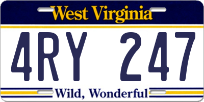 WV license plate 4RY247