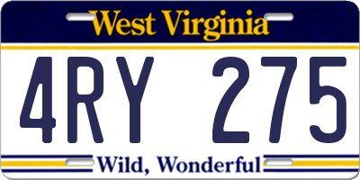 WV license plate 4RY275
