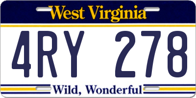 WV license plate 4RY278