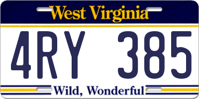 WV license plate 4RY385