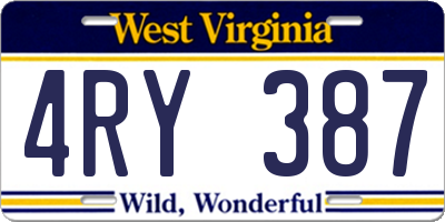 WV license plate 4RY387