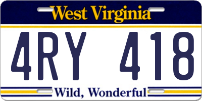 WV license plate 4RY418