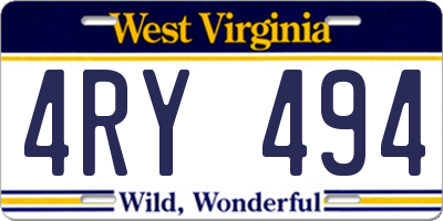 WV license plate 4RY494