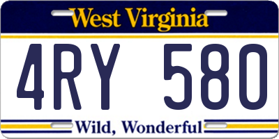 WV license plate 4RY580