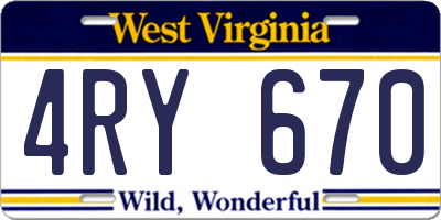 WV license plate 4RY670