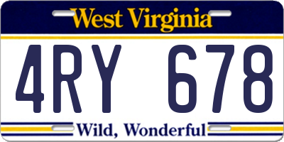 WV license plate 4RY678
