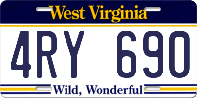 WV license plate 4RY690