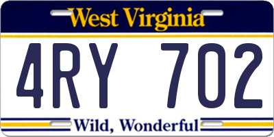 WV license plate 4RY702