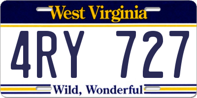 WV license plate 4RY727