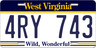 WV license plate 4RY743