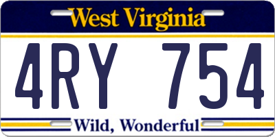 WV license plate 4RY754
