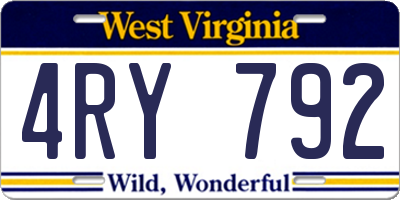 WV license plate 4RY792