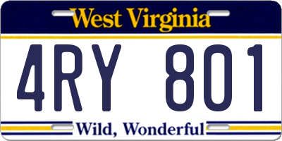 WV license plate 4RY801