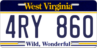 WV license plate 4RY860