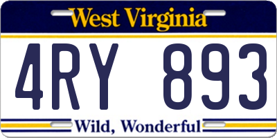 WV license plate 4RY893