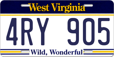 WV license plate 4RY905