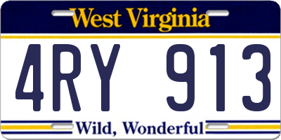 WV license plate 4RY913