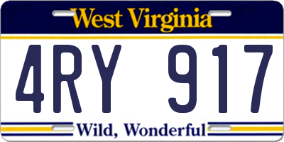 WV license plate 4RY917