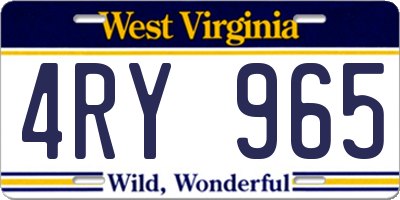 WV license plate 4RY965