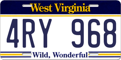 WV license plate 4RY968