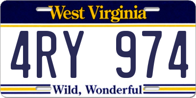 WV license plate 4RY974