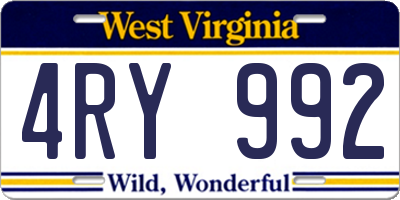 WV license plate 4RY992