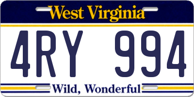 WV license plate 4RY994