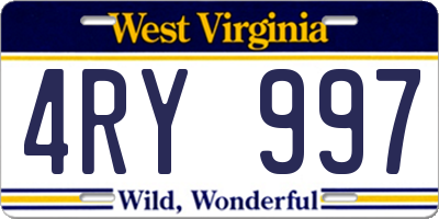 WV license plate 4RY997
