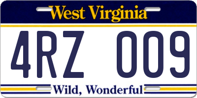 WV license plate 4RZ009