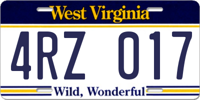 WV license plate 4RZ017