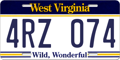 WV license plate 4RZ074