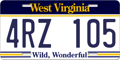 WV license plate 4RZ105