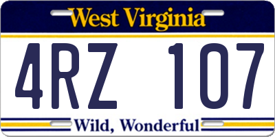 WV license plate 4RZ107