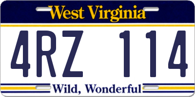 WV license plate 4RZ114