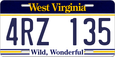 WV license plate 4RZ135