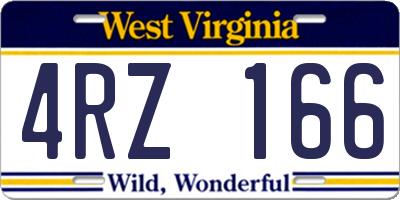 WV license plate 4RZ166