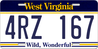 WV license plate 4RZ167