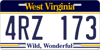 WV license plate 4RZ173