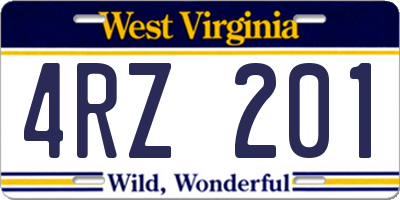 WV license plate 4RZ201