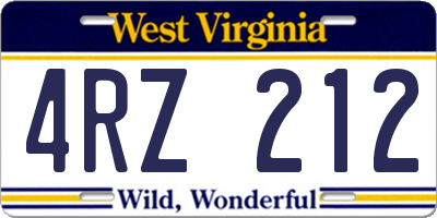 WV license plate 4RZ212