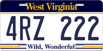 WV license plate 4RZ222